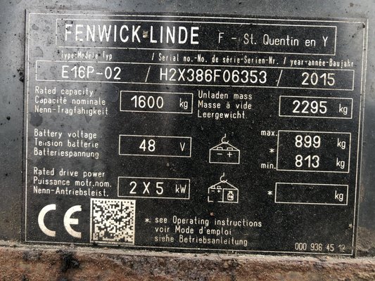 Chariot élévateur électrique Fenwick Linde E16P-02