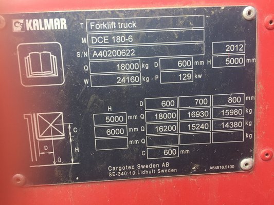 Chariot élévateur lourd diesel Kalmar DCE180-6